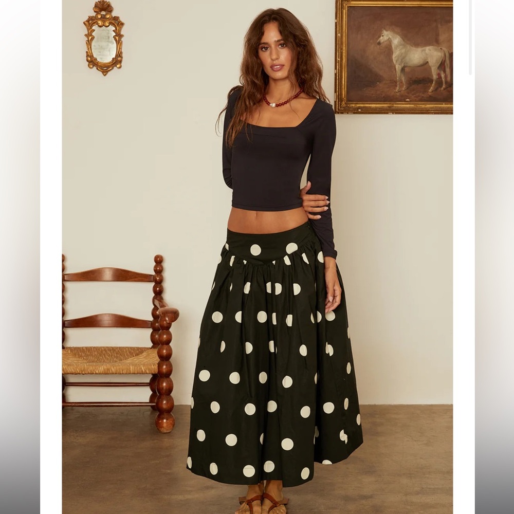 Ciao Lucia Black and White Polka Dot Maxi Skirt